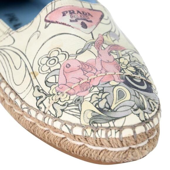 Prada Espadrille 36.5 Canvas All-over Print Flats PR-0502N-0149 - Picture 8 of 11